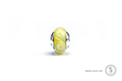 👪骨灰/毛髮琉璃珠🐱-捲捲-黃綠系-單顆價格*製作骨灰琉璃珠/各大串珠品牌皆可串