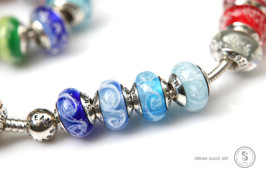 👪骨灰/毛髮琉璃珠🐶-捲捲-海藍系-單顆價格*製作骨灰琉璃珠/各大串珠品牌皆可串